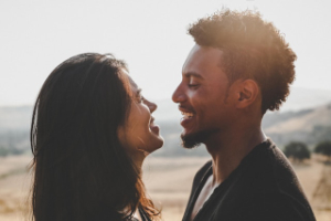 Couple looking at each other and smiling