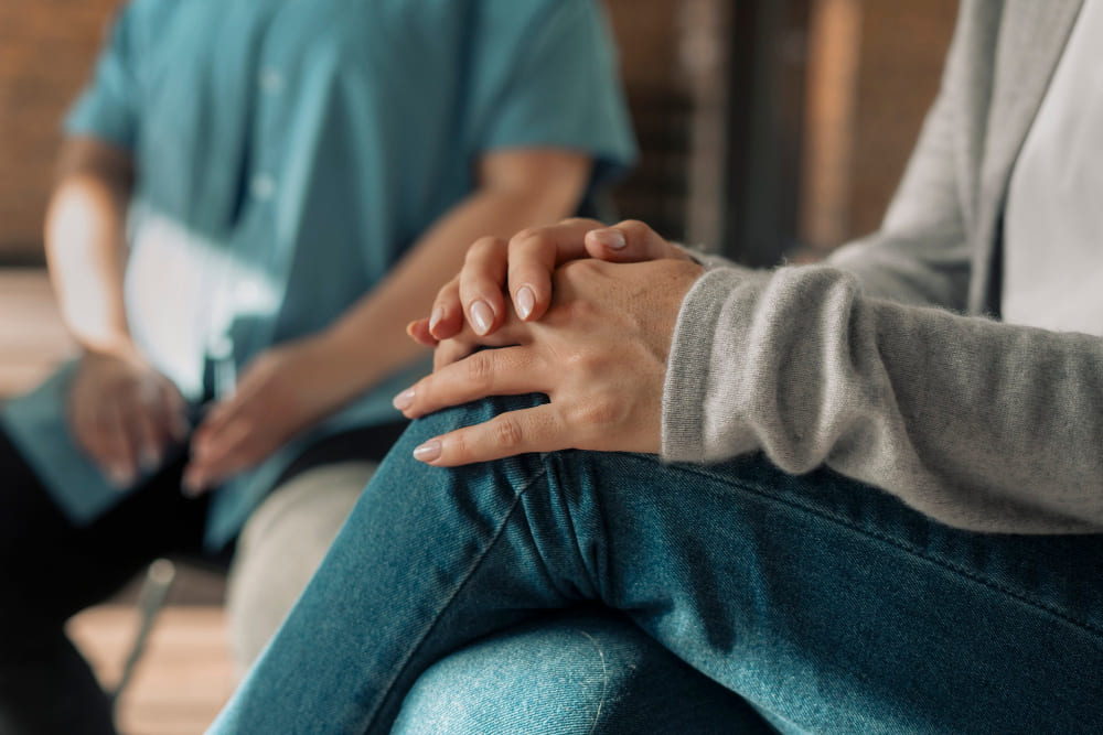 Hands on knees